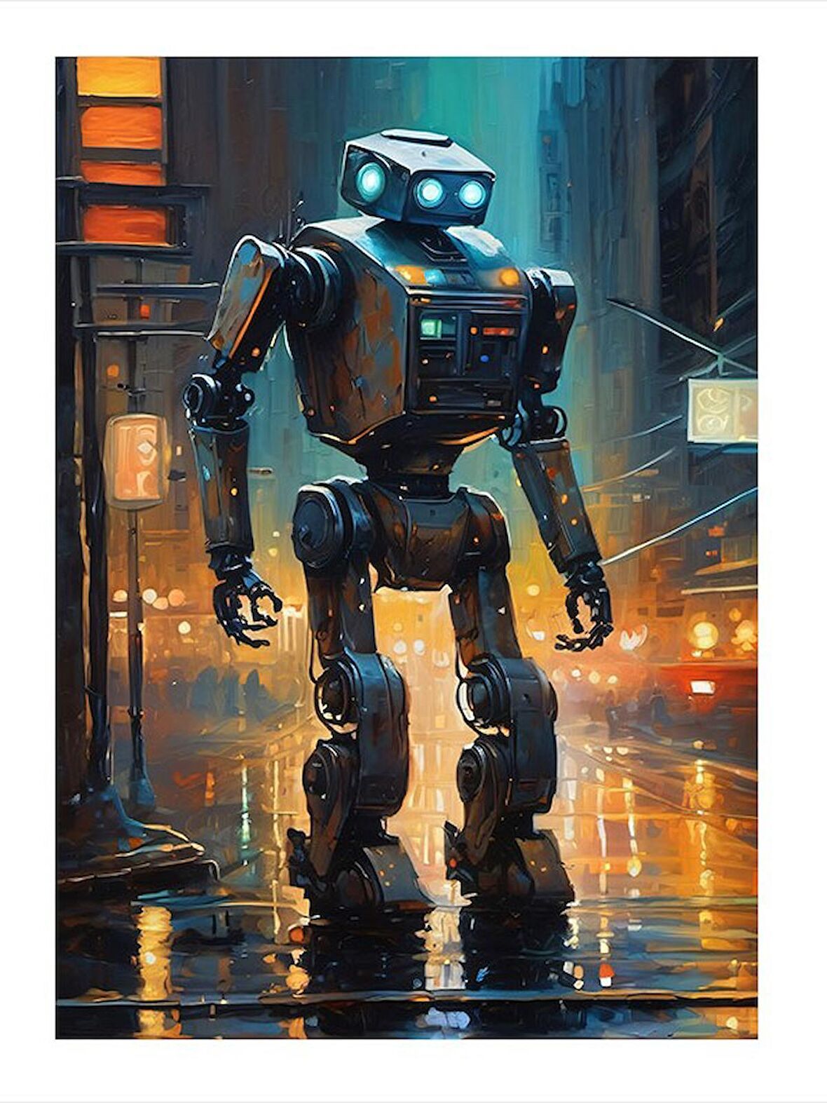 Şehirdeki Robot Mdf poster 18cm X 27cm