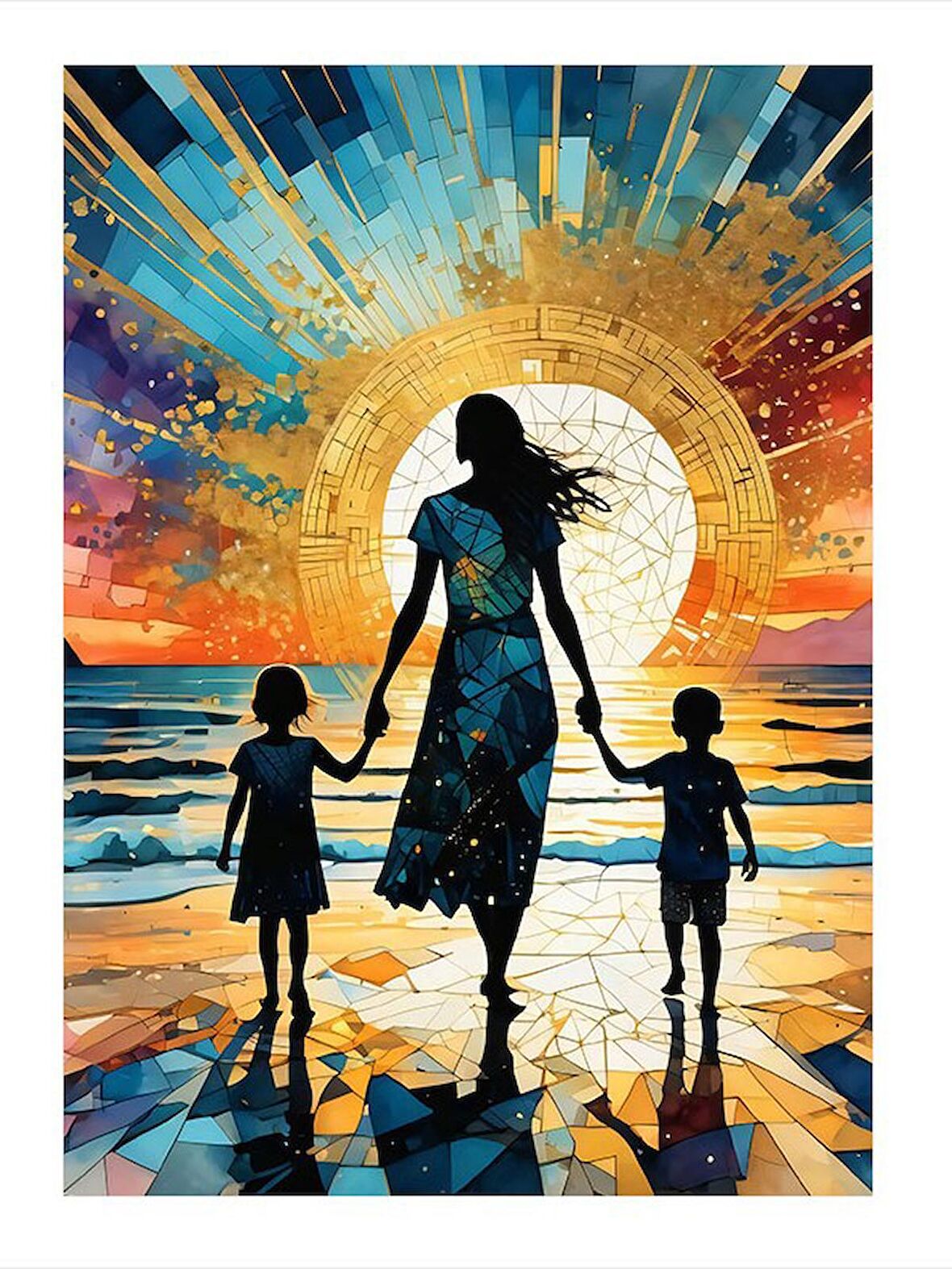 Kadın Ve Çocukları Art Mdf Poster 25cmX 35cm