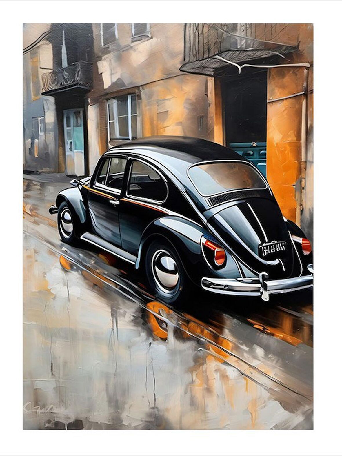 Siyah Kaplumbağa Araba Mdf poster 35cm X50cm