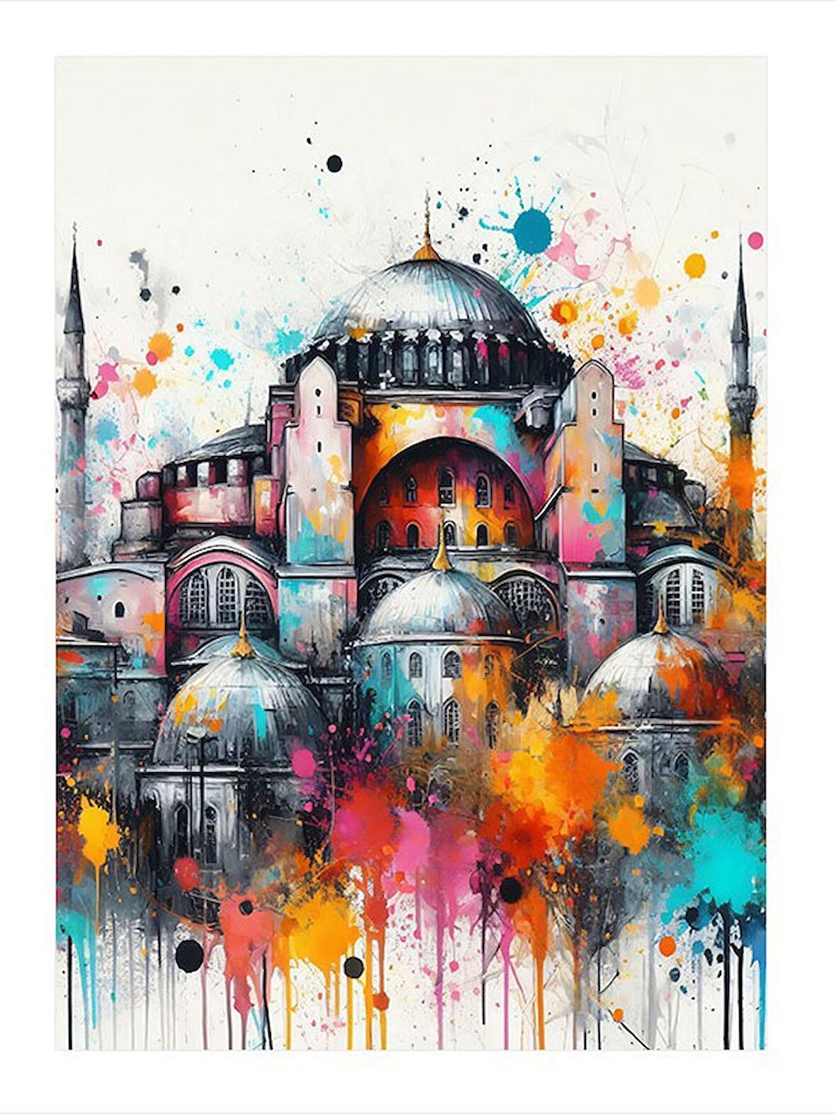 Ayasofya Cami Suluboya Dekoratif ahşap Tablo 50cmX 70cm