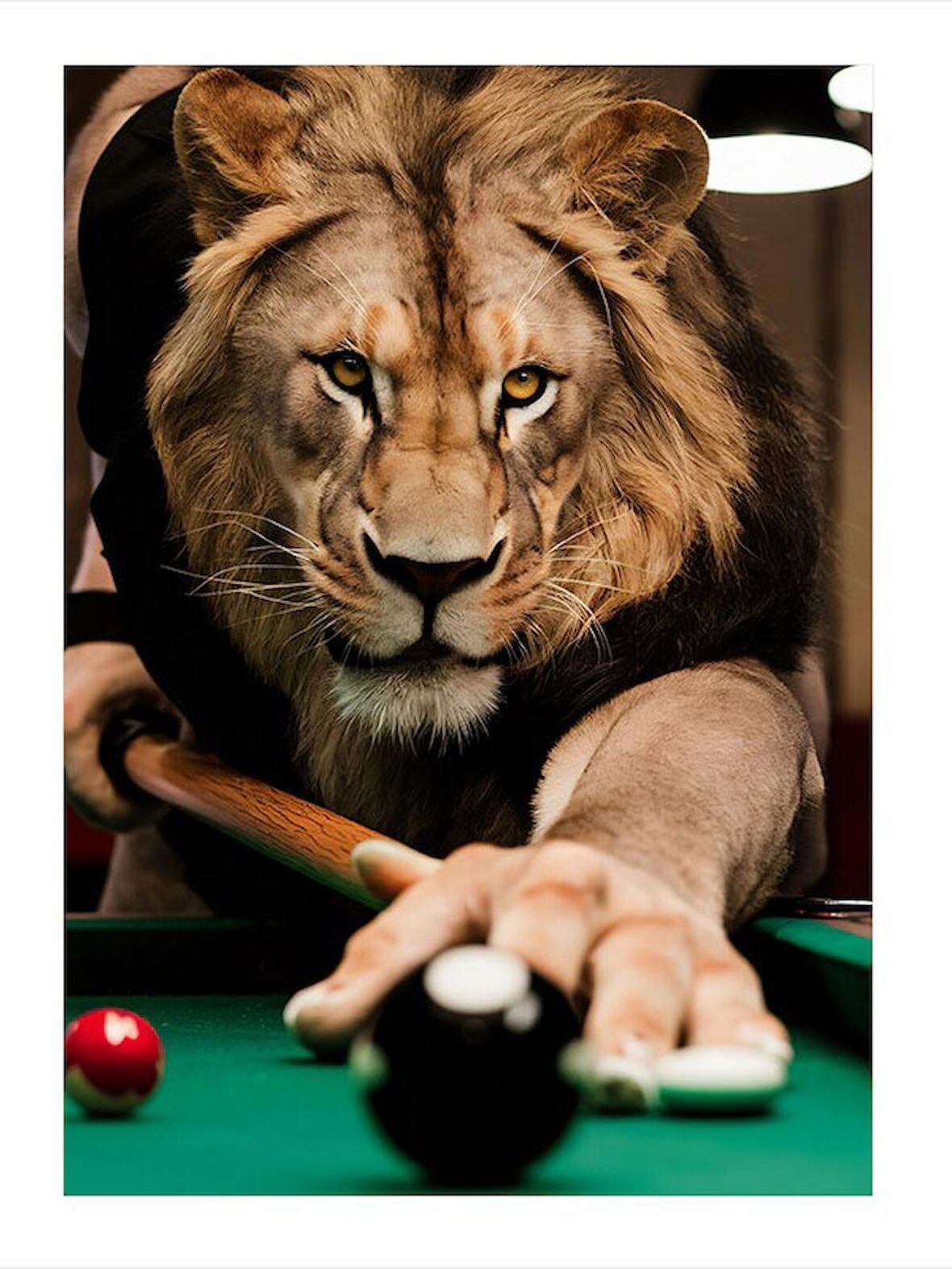 Bilardo Oynayan Aslan Art Mdf Tablo 35cm X50cm