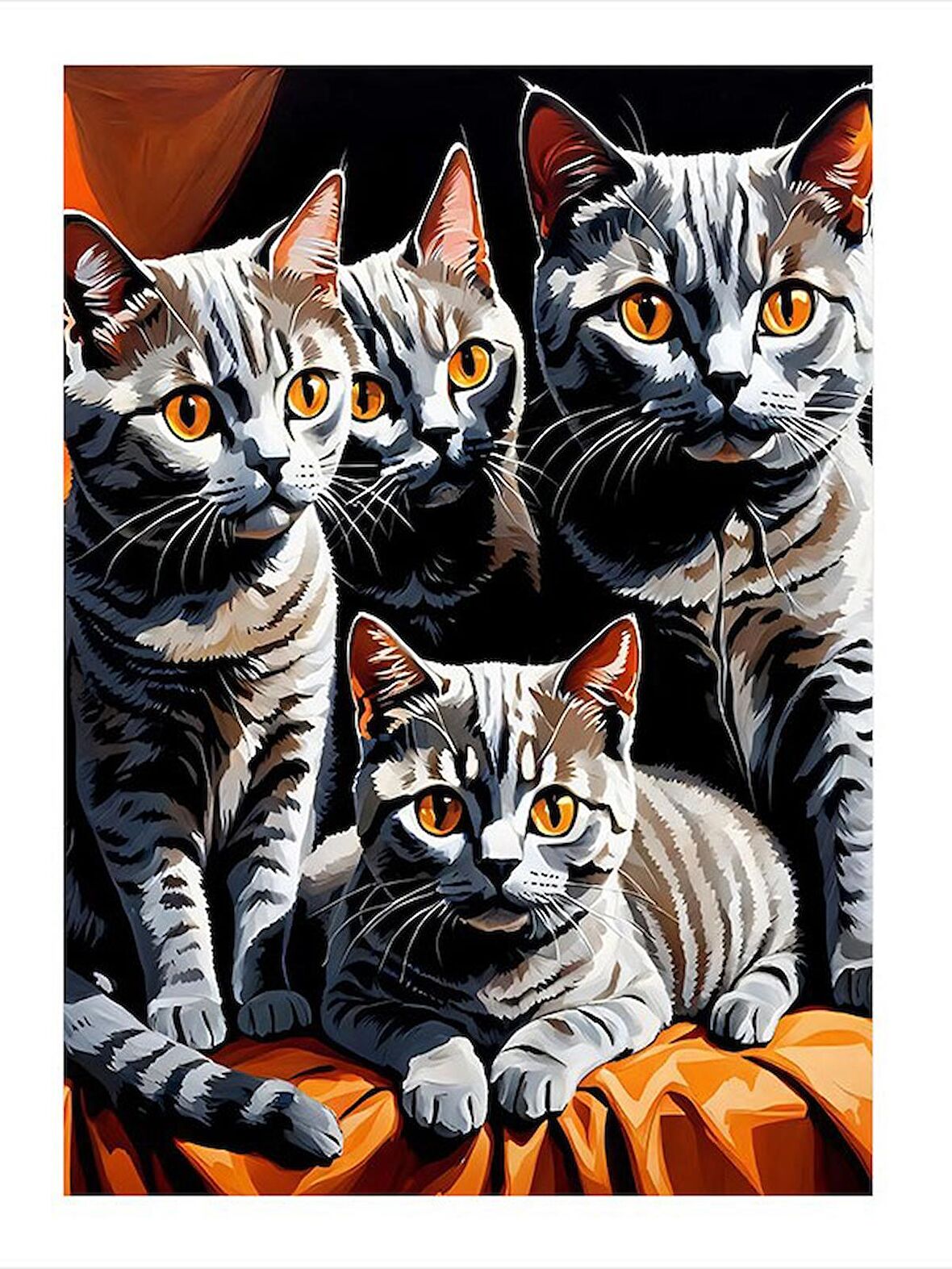 Tekir Kediler Model Ahşap Tablo 18cm X 27cm