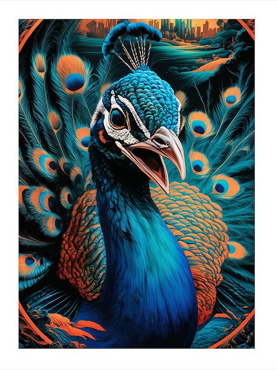 Tavus Kuşu Tasarım Mdf Tablo 18cm X 27cm