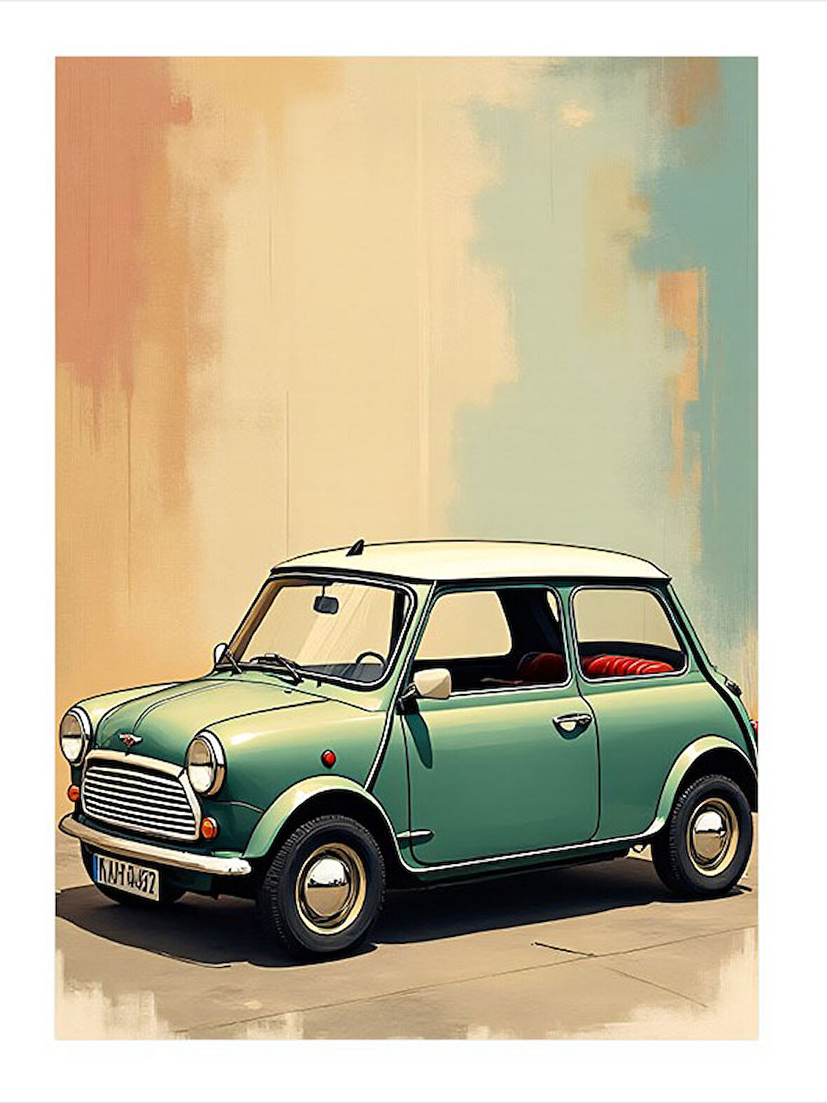 Yeşil Klasik Mini Araba Hediyelik Mdf Tablo