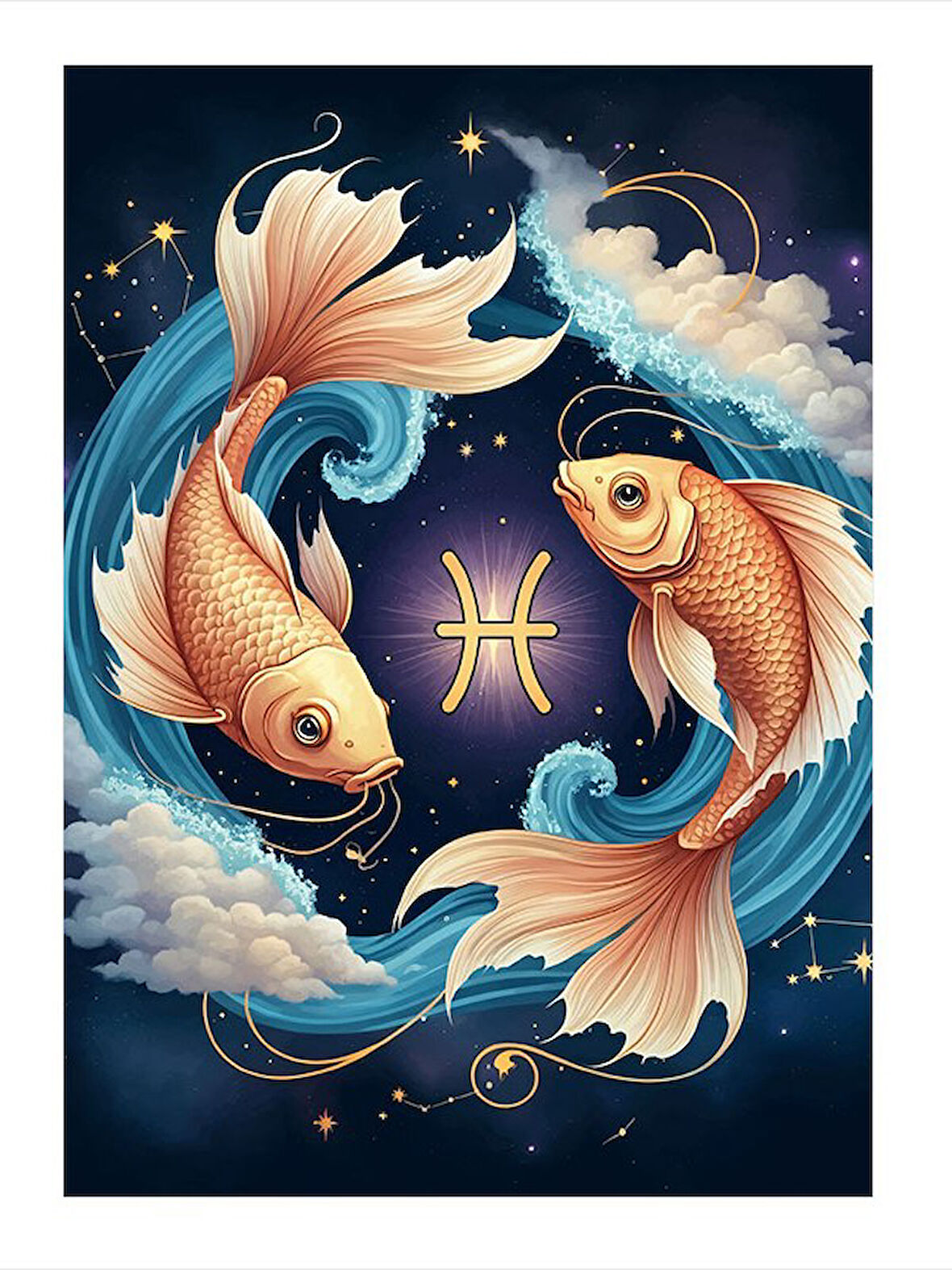 Balık Burcu Sembolü Tasarım Mdf Tablo