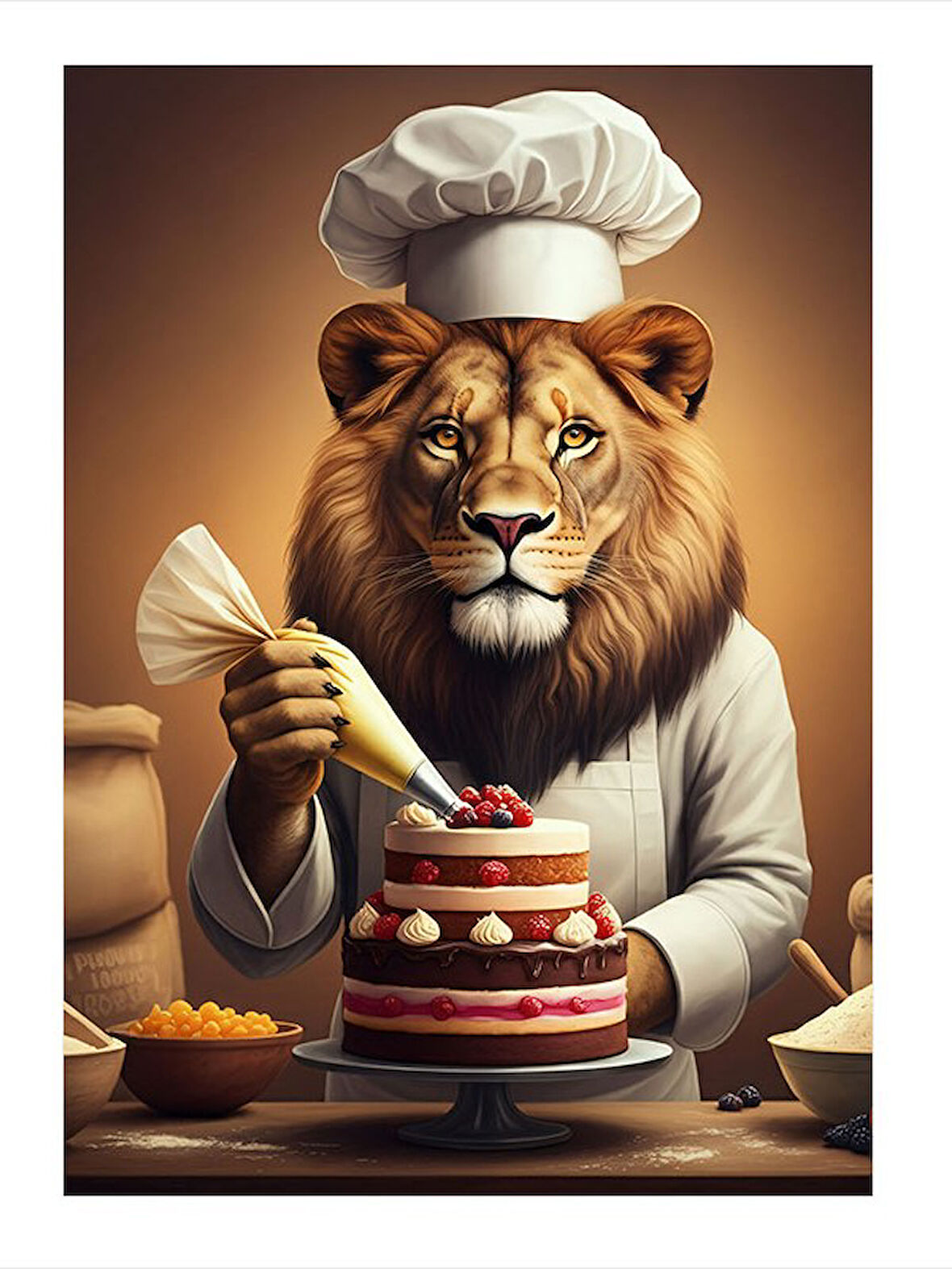 Pastacı Aslan Sanatı Model Mdf tablo