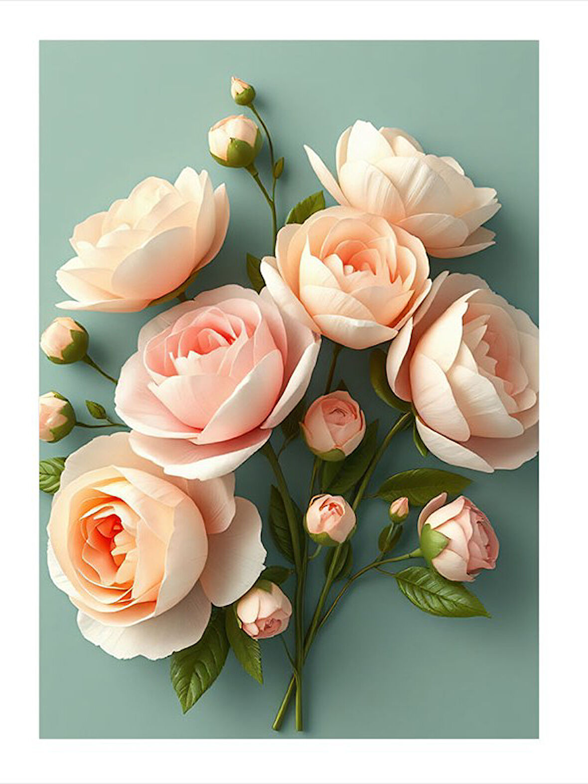 Pembe Güller Çiçek Sanatı Mdf poster