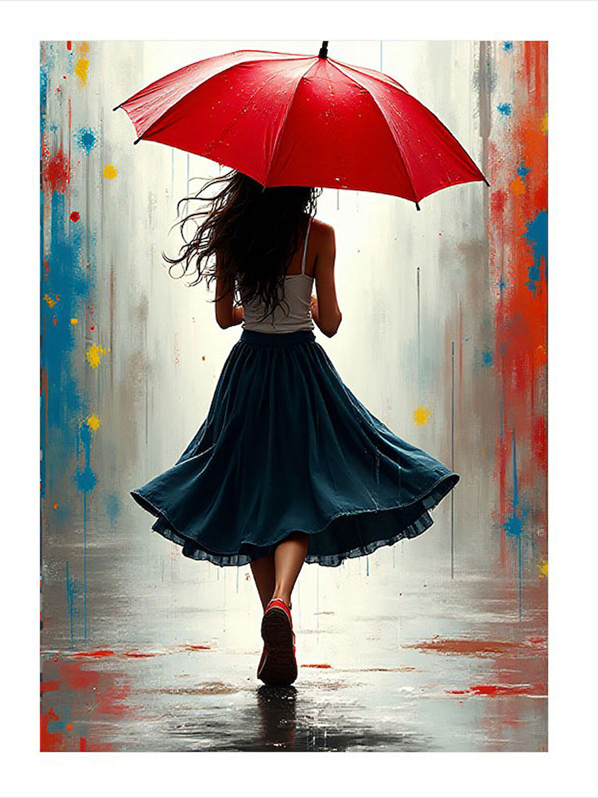 Şemsiye Altında Kadın Hediyelik Mdf Tablo