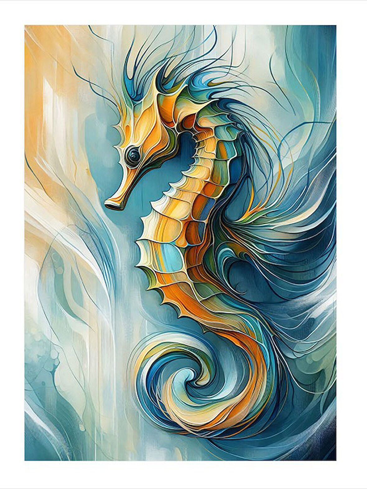 Denizatı Çizimi Dekoratif ahşap Tablo