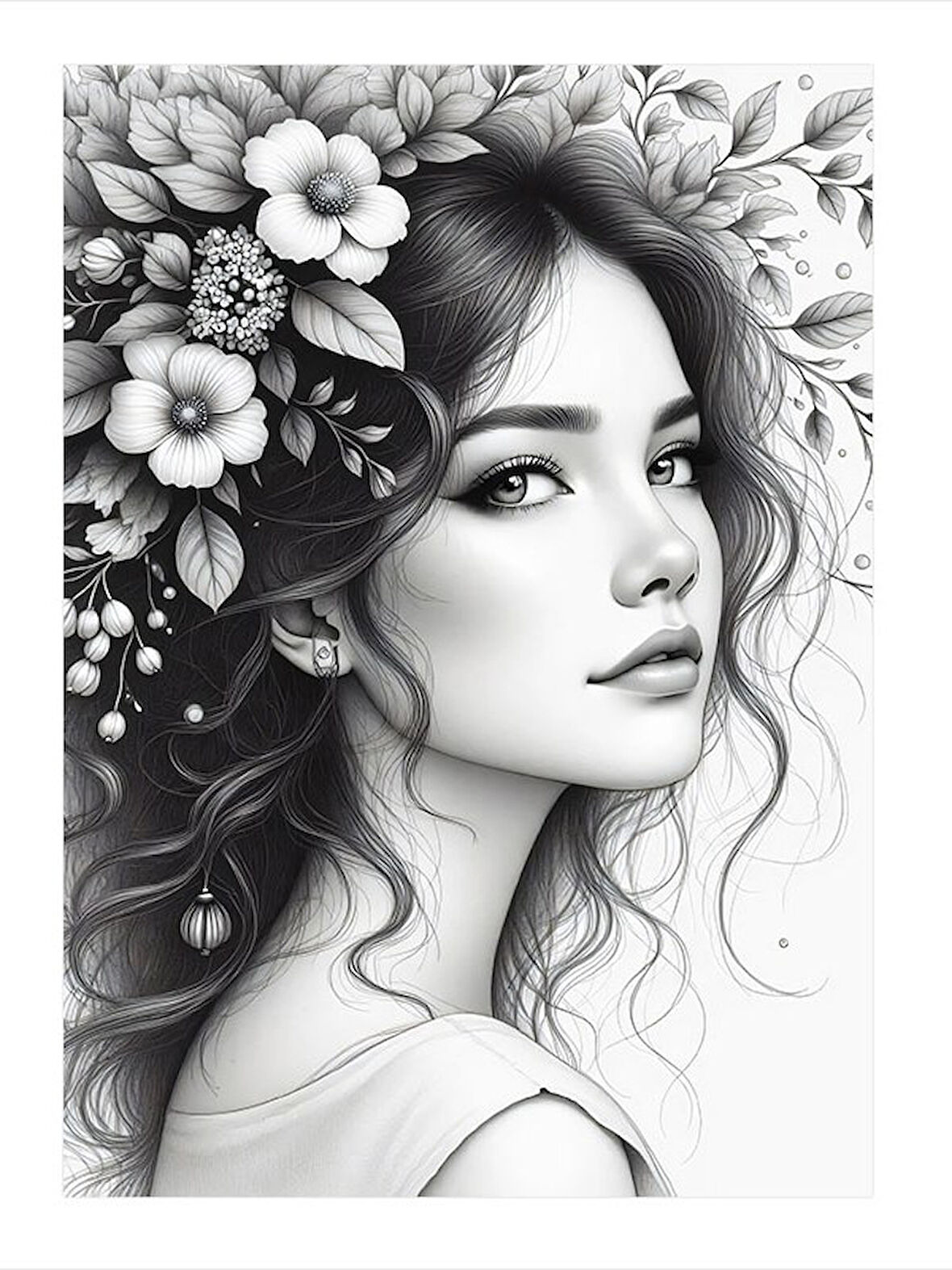 Çiçek Taçlı Kadın Dekoratif Mdf Tablo