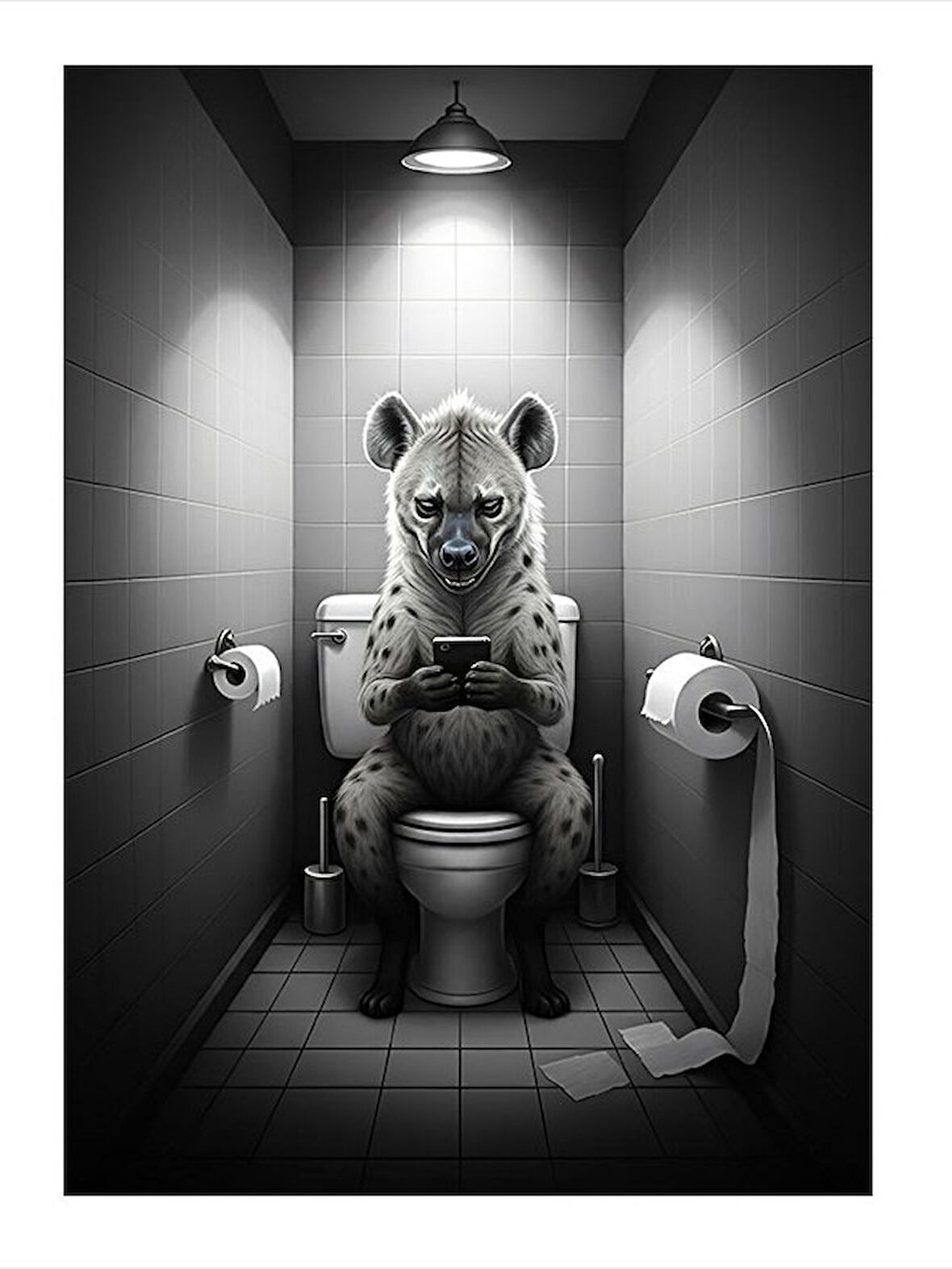 Tuvalette Oturan Sırtlan Model Mdf tablo