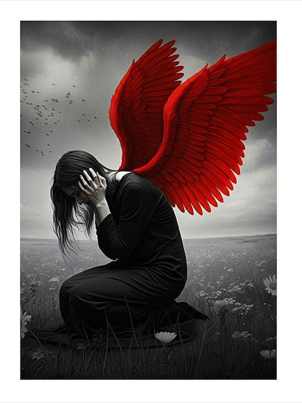 Kanatlı Kadın Figürü Modern Mdf Tablo