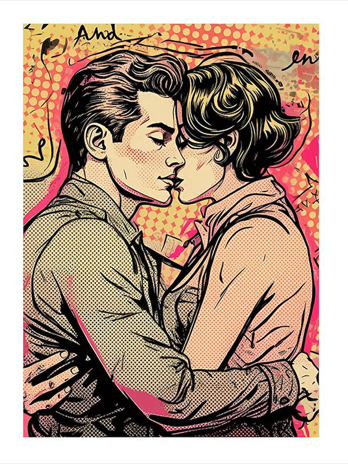 Romantik Çift Çizimi Art Mdf Tablo