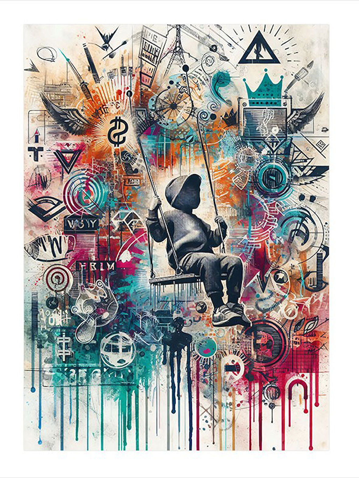 Soyut Sokak Çocuğu Modern Ahşap Tablo