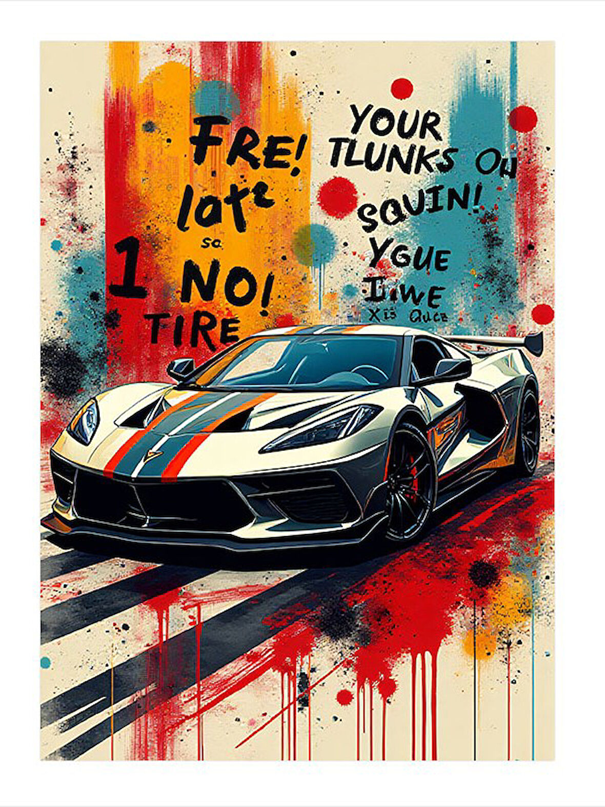 Araba Grafiti Tasarımı Hediyelik Ahşap Tablo