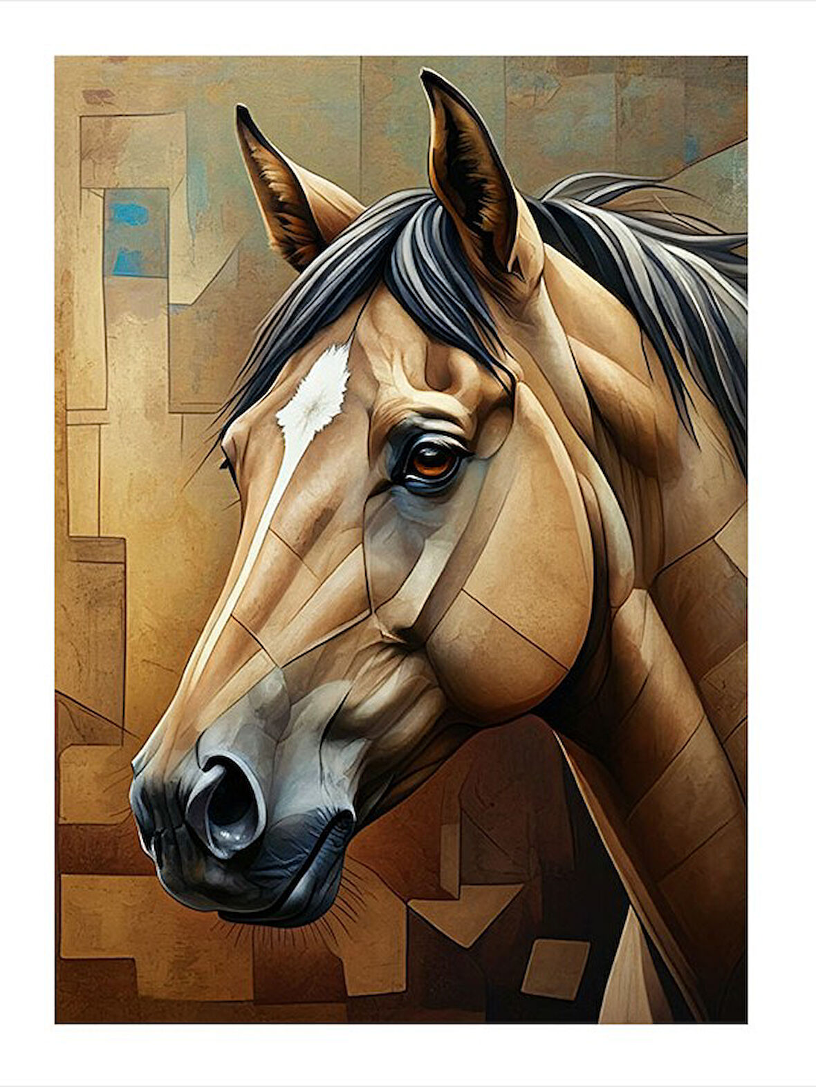 At Portresi Çizimi Hediyelik Mdf Tablo