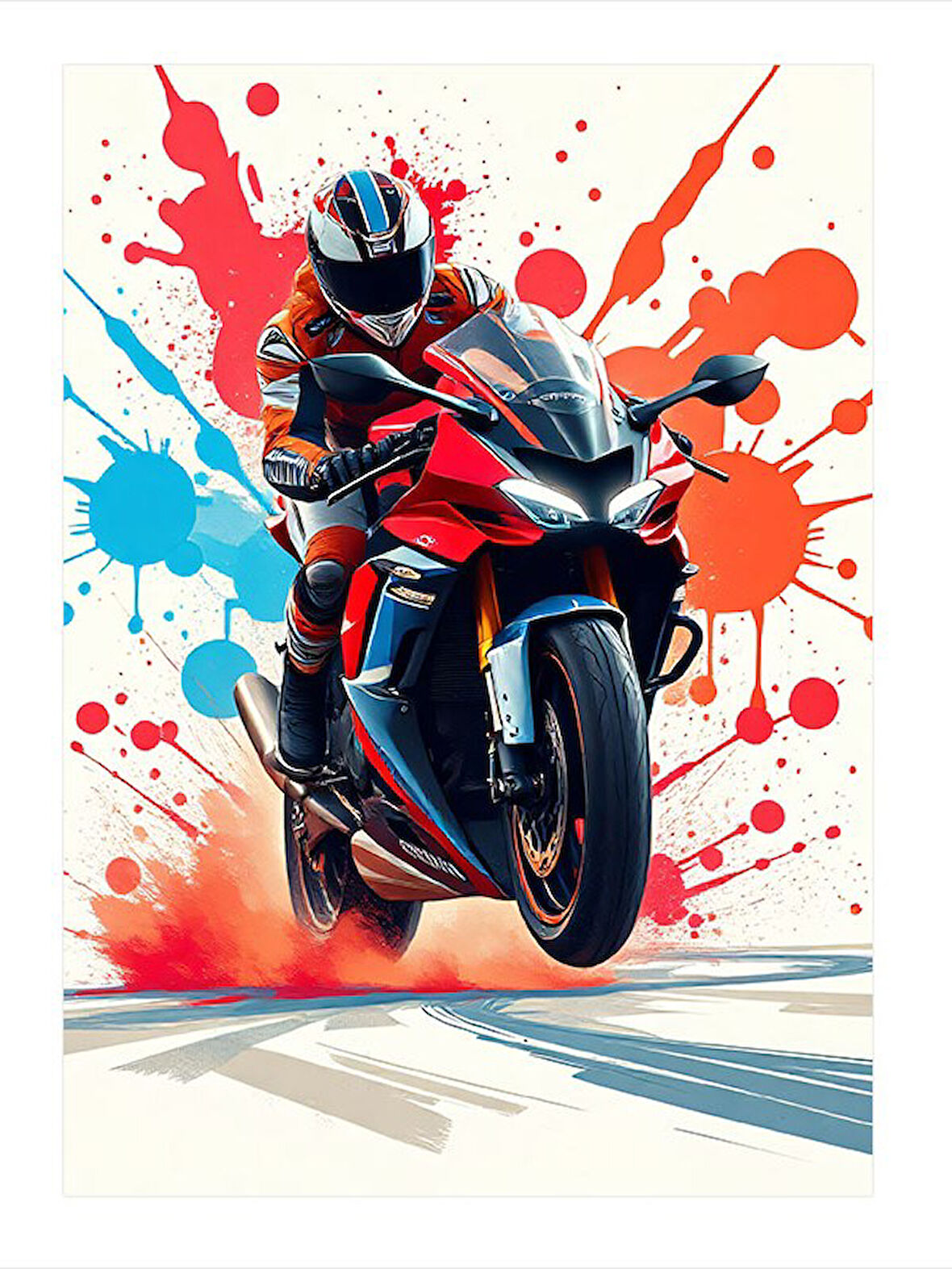 Kırmızı Yarış Motoru Art Mdf Tablo