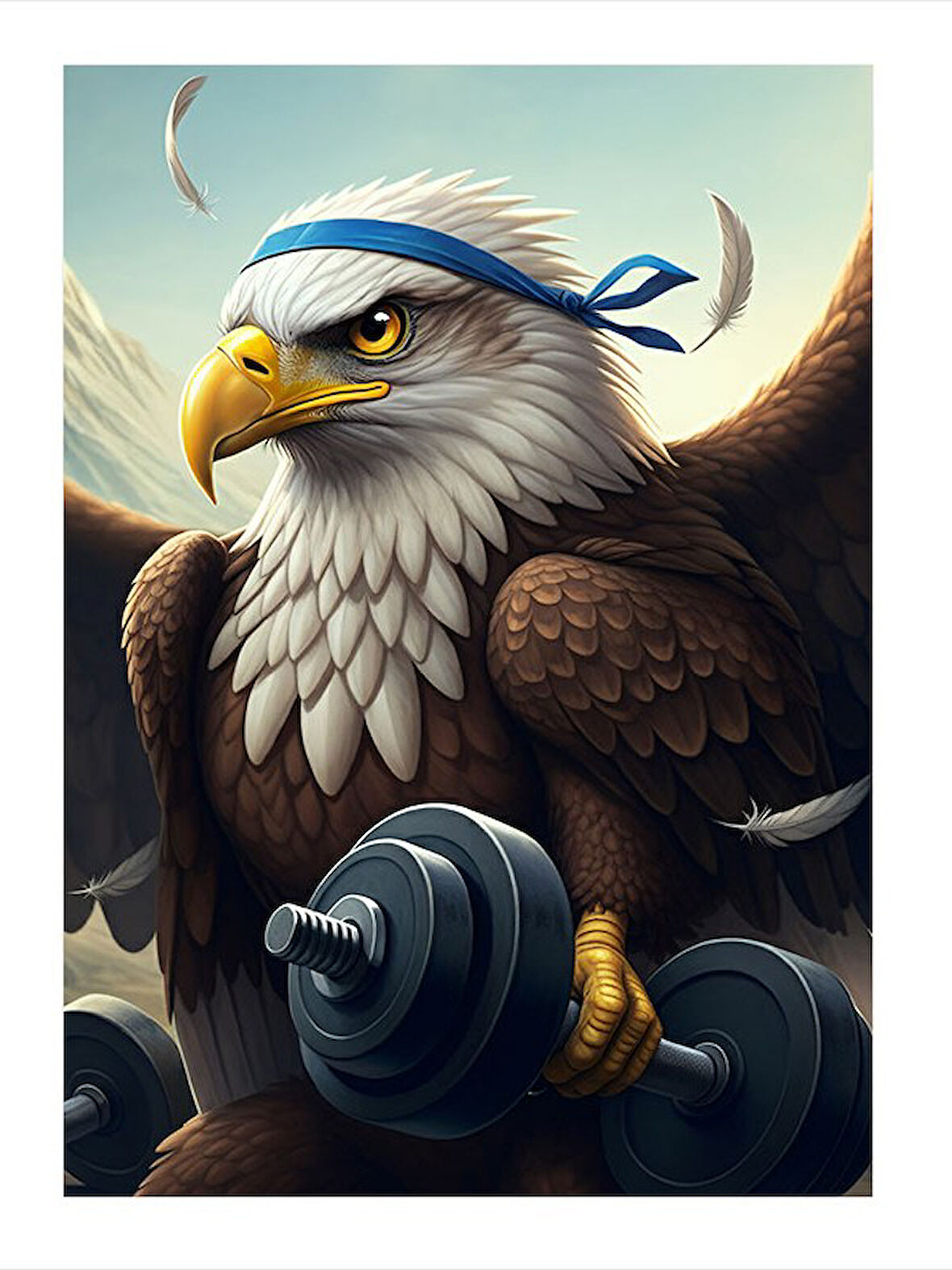 Ağırlık Kaldıran Kartal Art Mdf Poster