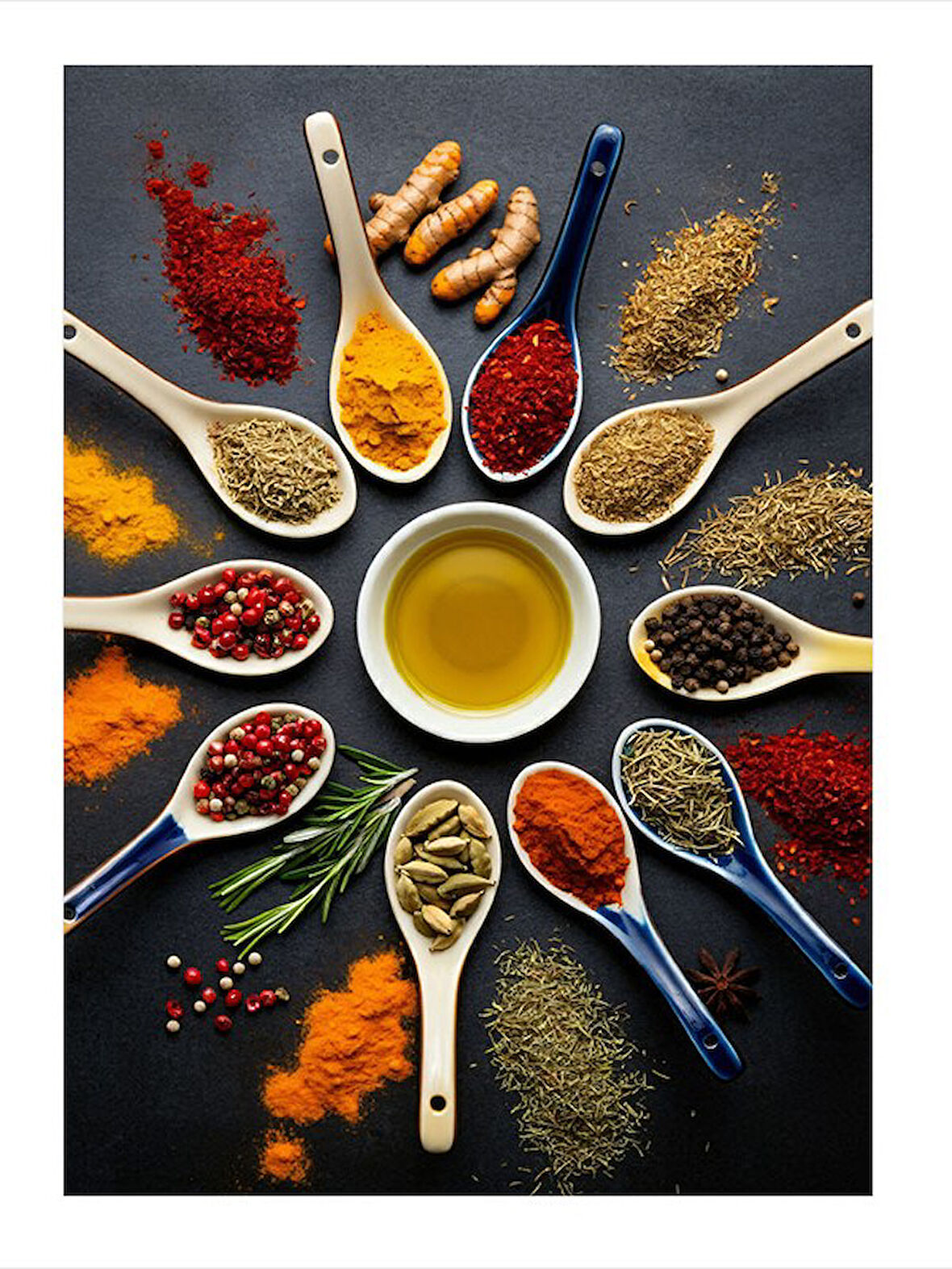 Baharat Çeşidi Çizimi Tasarım Ahşap Tablo