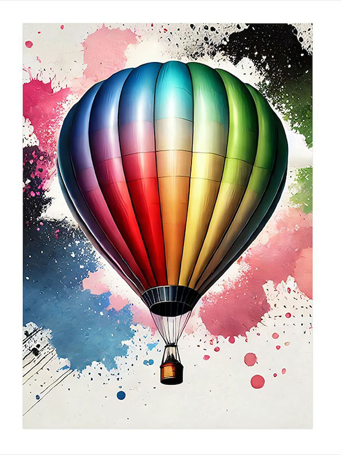 Renkli Balon Çizimi Modern Mdf Tablo