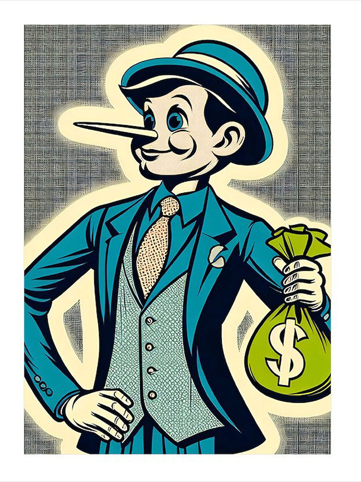 Para Çantası Taşıyan Figür Mdf Tablo