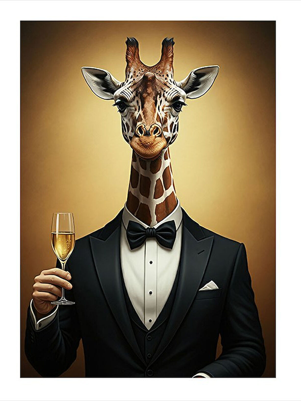 Smokinli Zürafa Art Mdf Poster