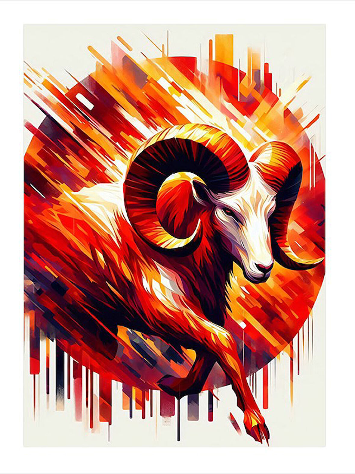 Koşan Kırmızı Koç Model Ahşap Tablo