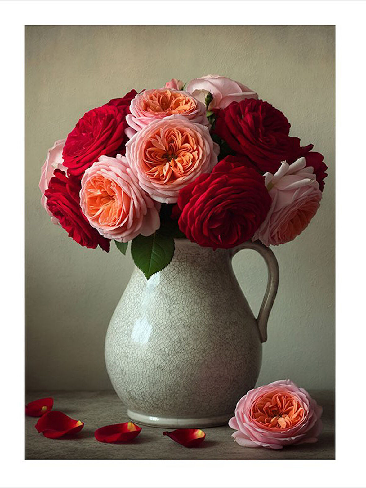 Vazoda Renkli Güller Dekoratif Mdf Tablo