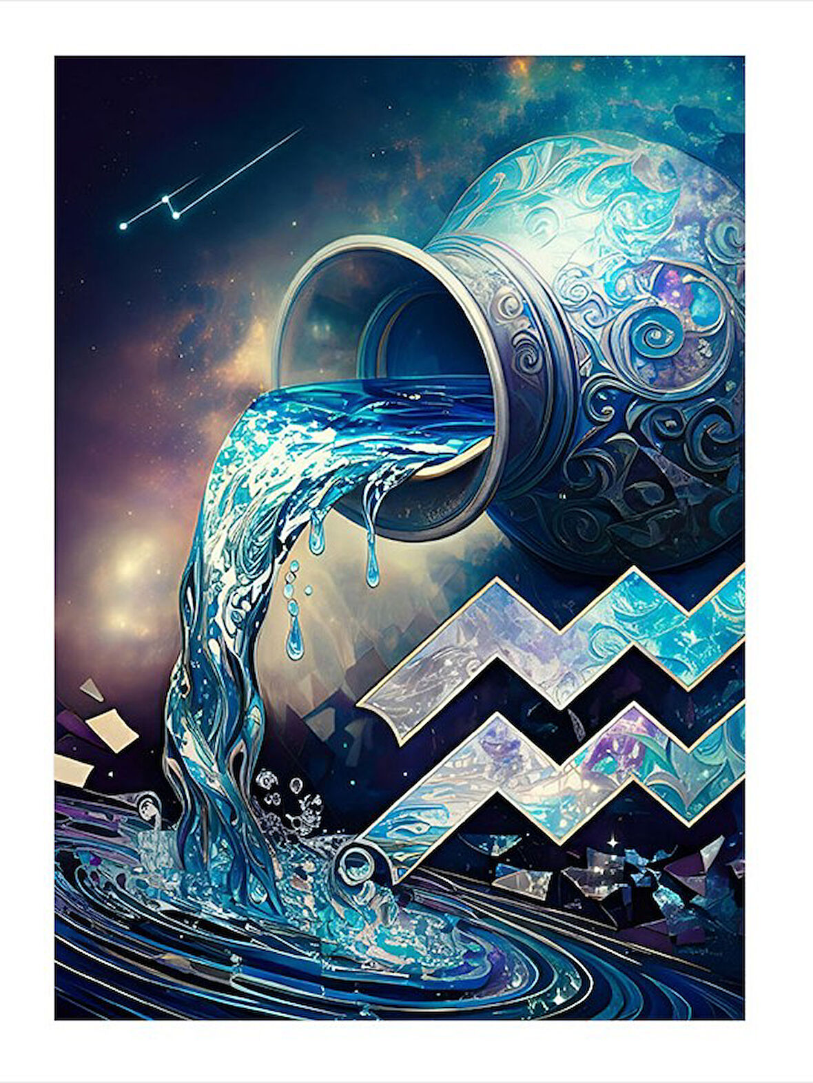 Dökülen Su Çizimi Hediyelik Ahşap Tablo