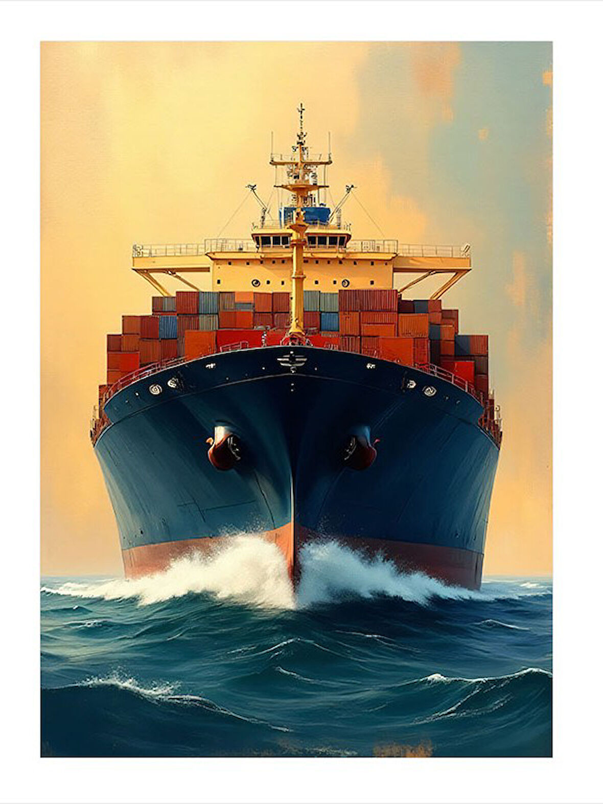 Kargo Gemisi Sanatı Hediyelik Mdf Tablo