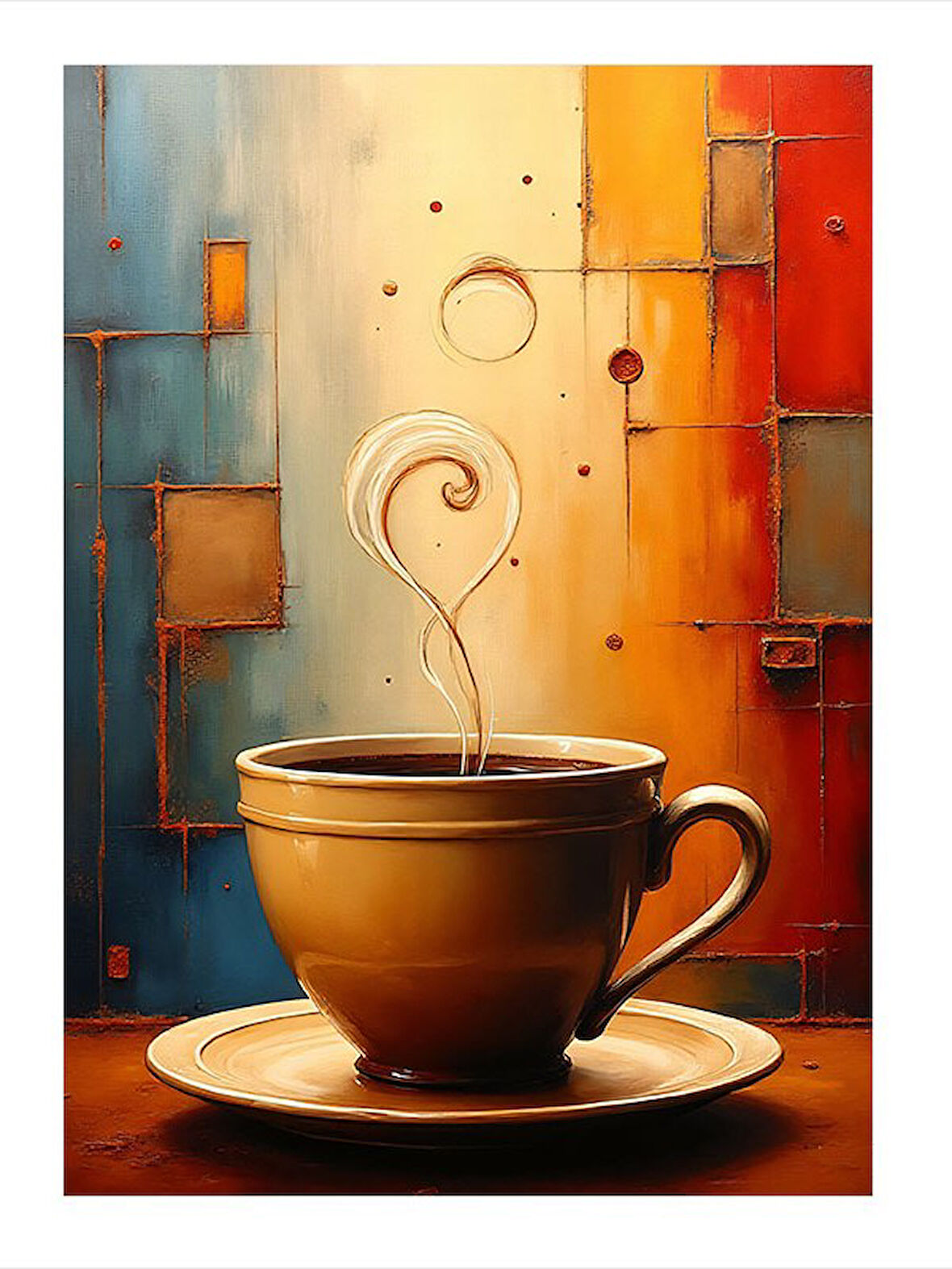 Buharı Yükselen Kahve Dekoratif ahşap Tablo