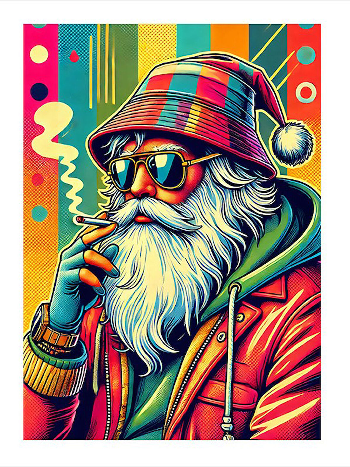 Şapkalı Renkli Figür Tasarım Ahşap Tablo