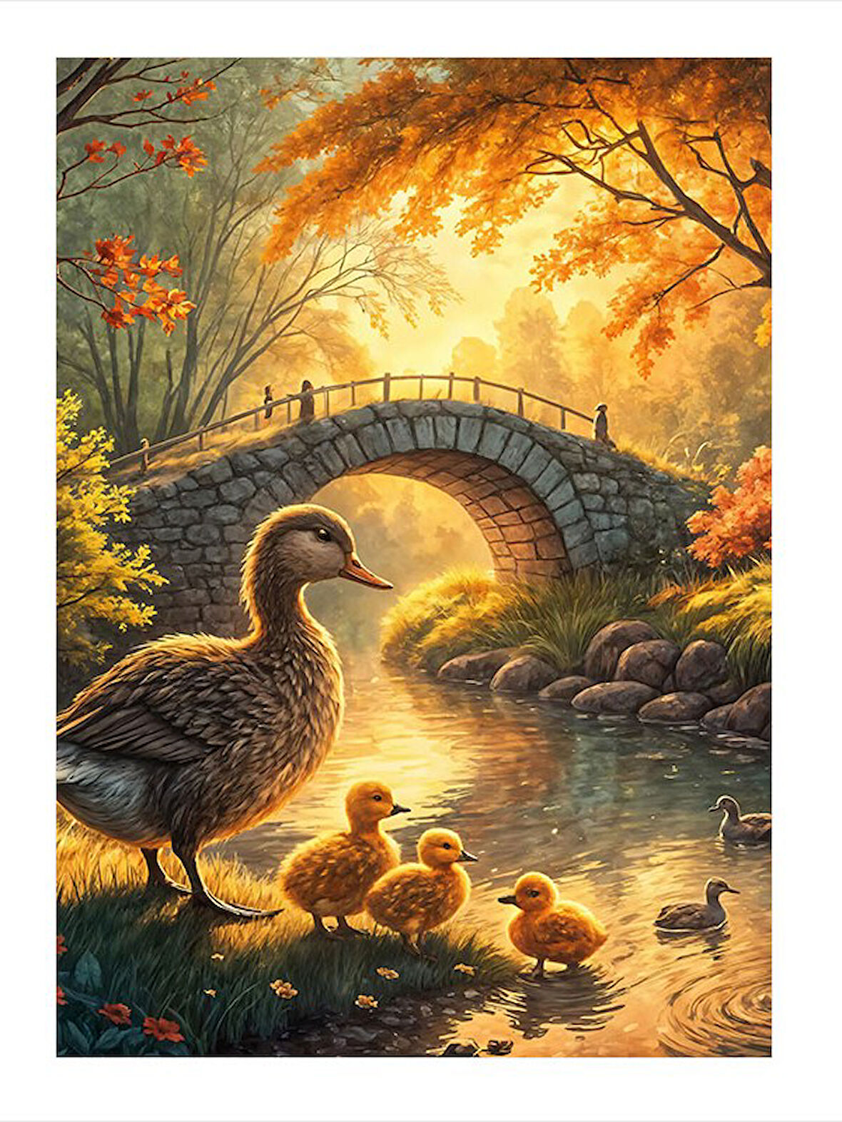 Sonbahar Köprü Manzarası Dekoratif Mdf Tablo