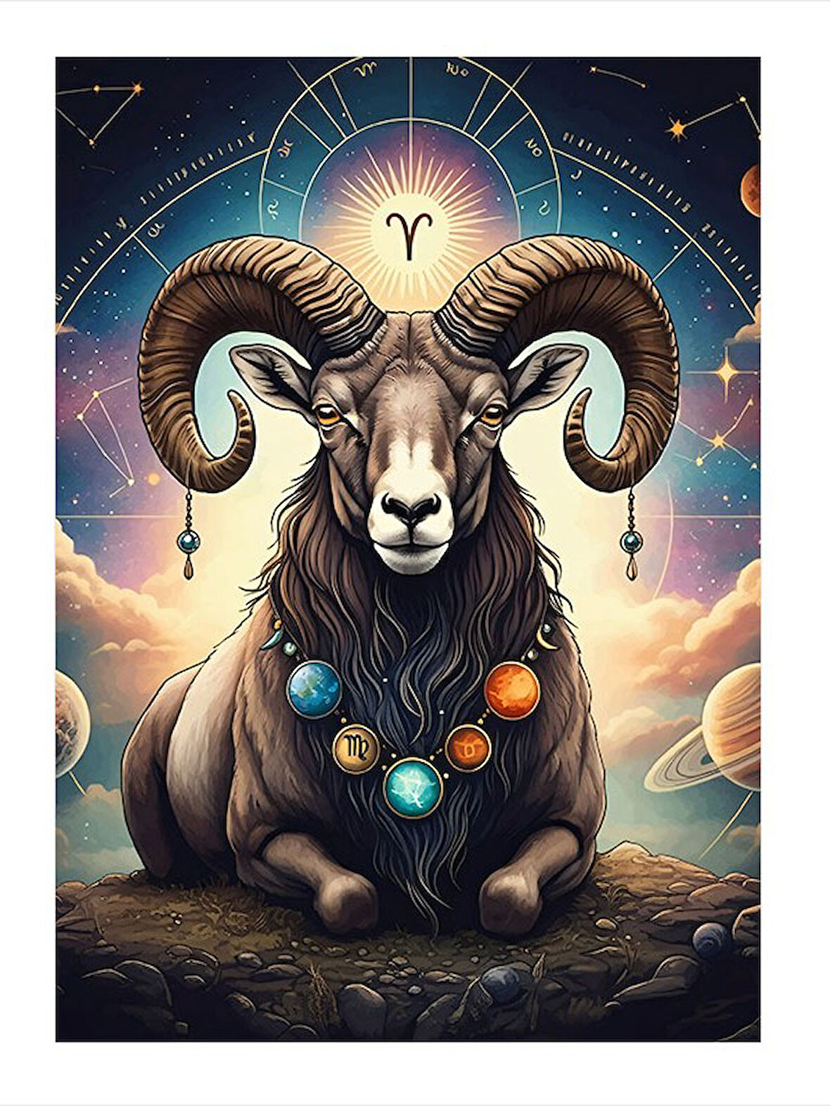 Koç Burcu Ve Kozmik Enerji Tasarım Mdf Tablo