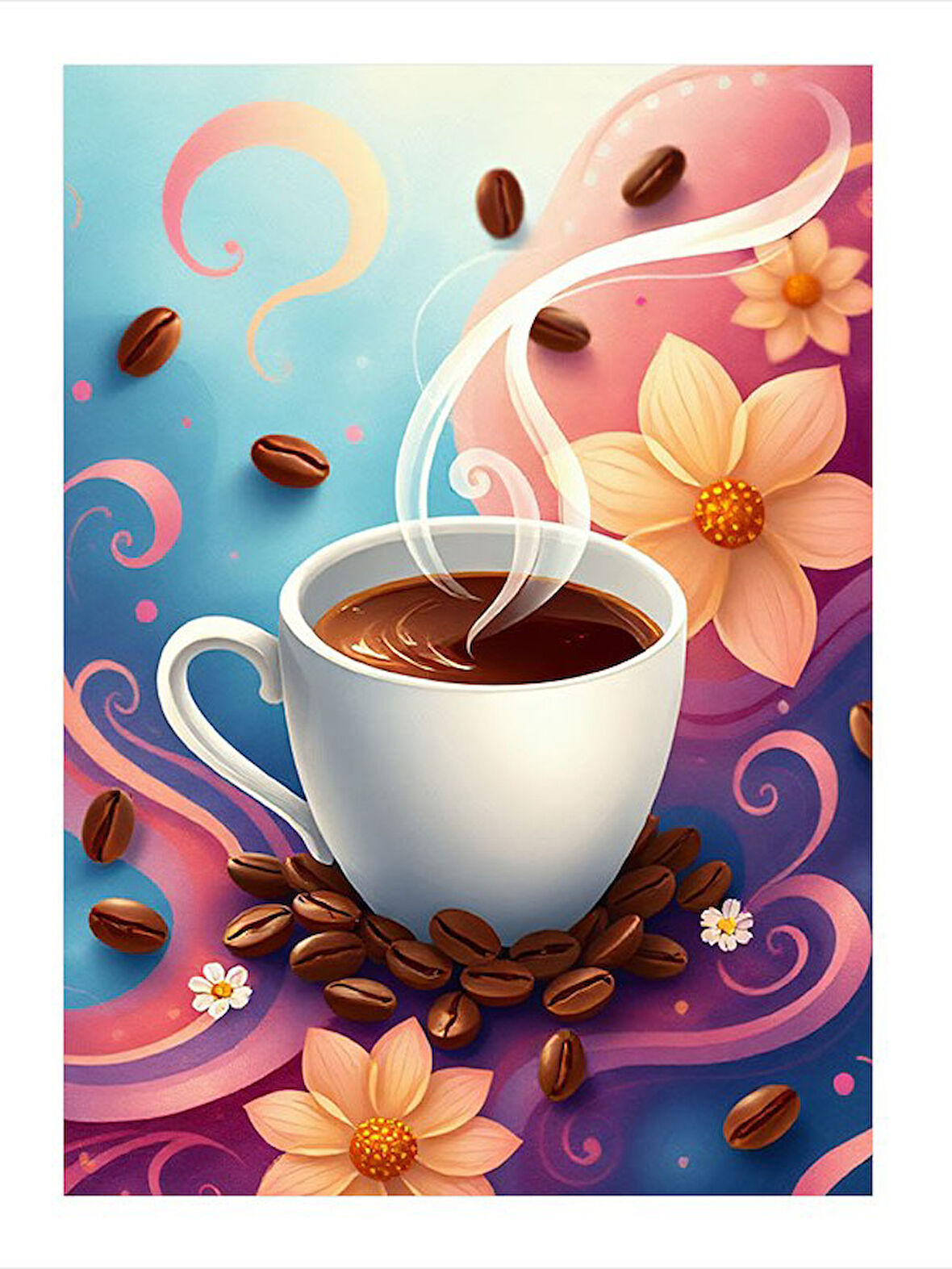 Kahve Ve Çiçek Model Mdf tablo