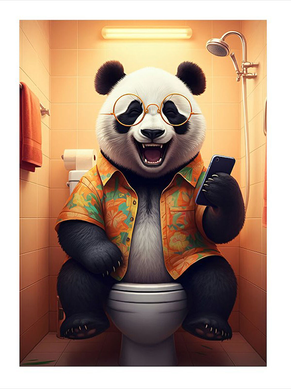 Tuvalette Pandalı Mizah Hediyelik Ahşap Tablo