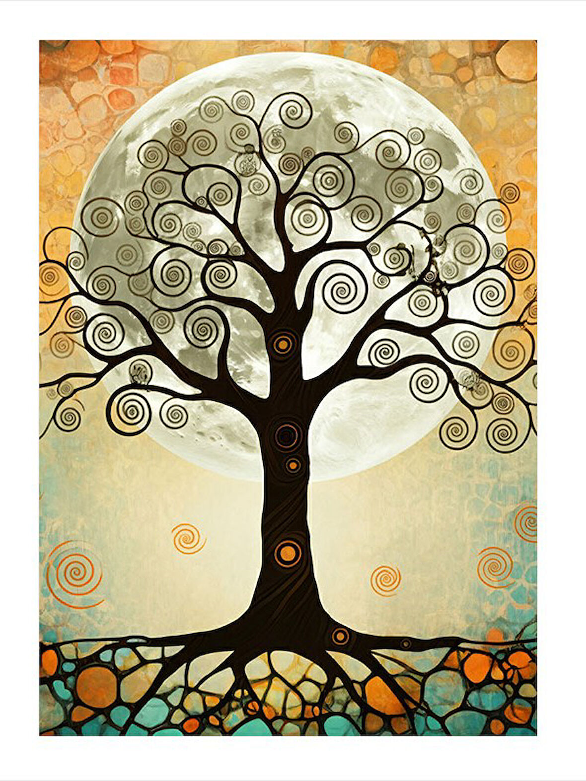 Hayat Ağacı Çizimi Desenli Mdf Tablo