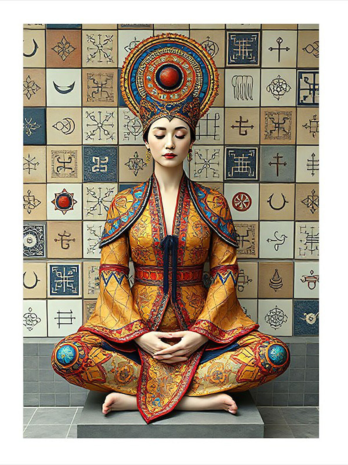 Meditasyon Yapan Kadın Hediyelik Mdf Tablo