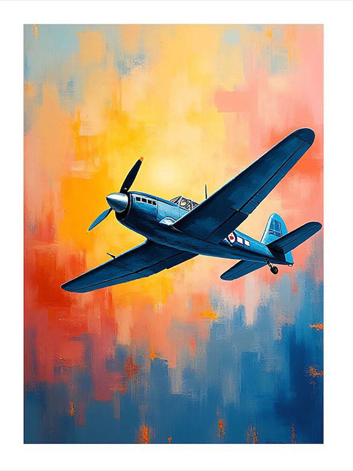 Havada Savaş Uçağı Dekoratif ahşap Tablo