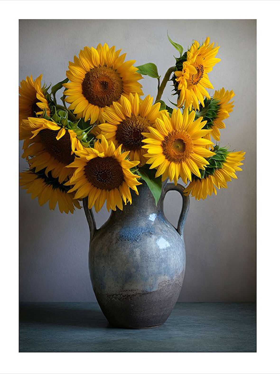 Vazoda Günebakan Çiçekleri Model Ahşap Tablo