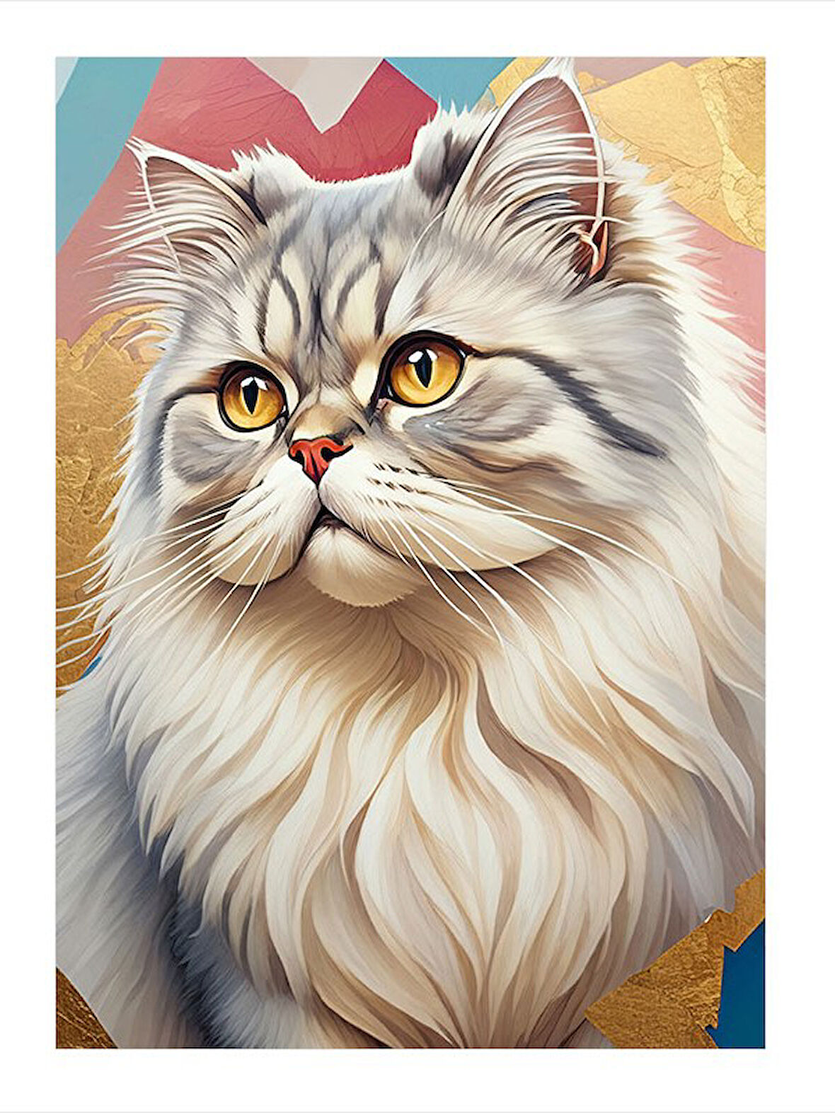 Pofuduk Kedi Portresi Hediyelik Ahşap Tablo