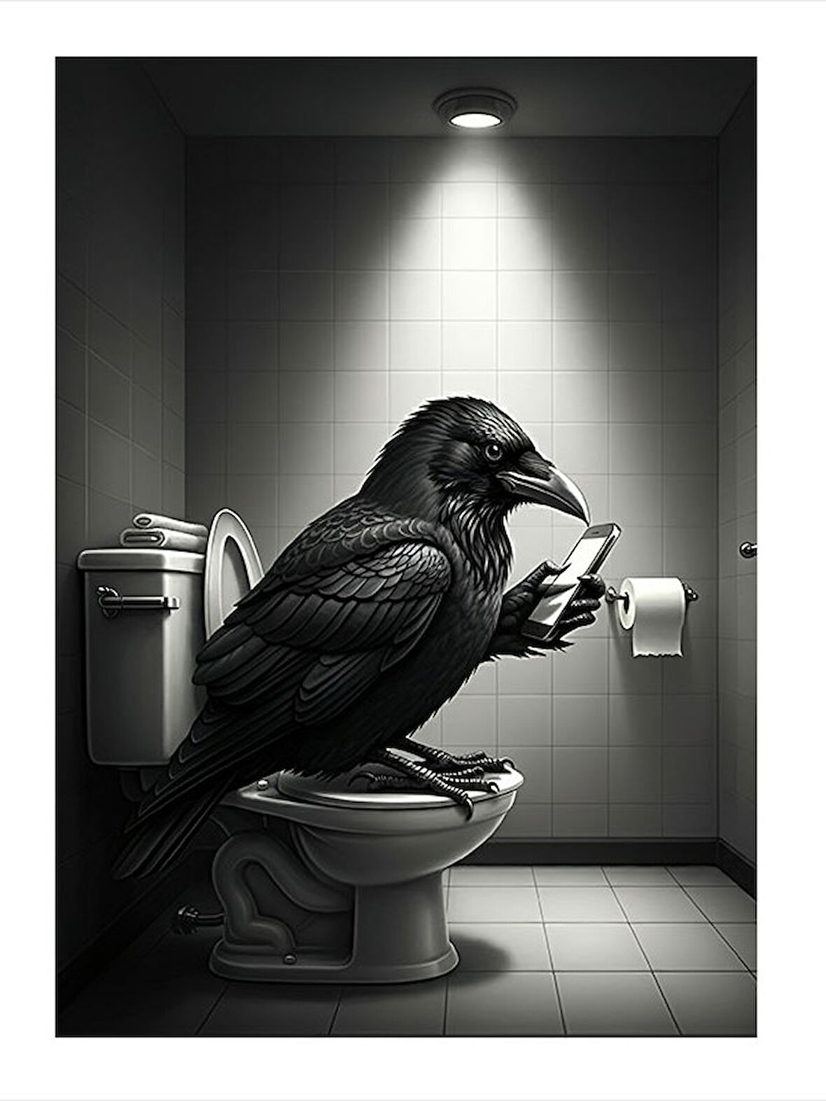 Tuvalette Karga Mizahı Tasarım Mdf Tablo