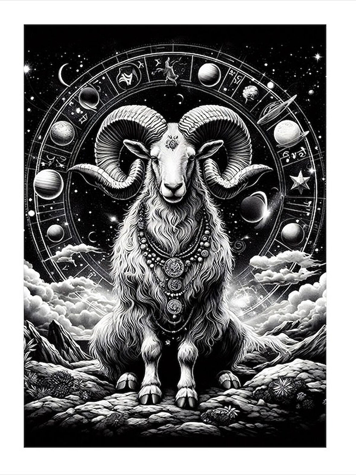 Koç Burcu Tasviri Modern Ahşap Tablo