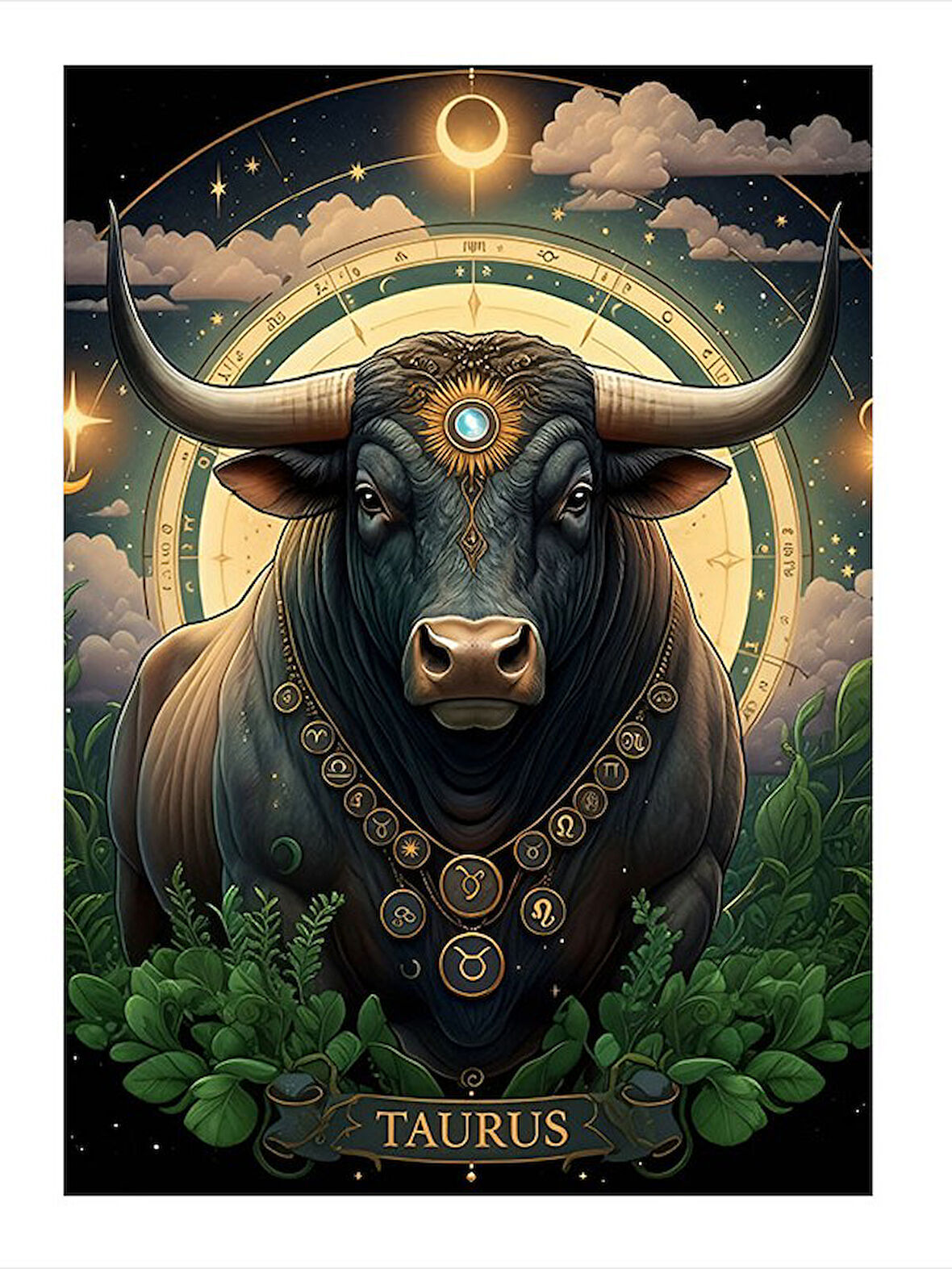 Boğa Burcu Tasviri Dekoratif ahşap Tablo