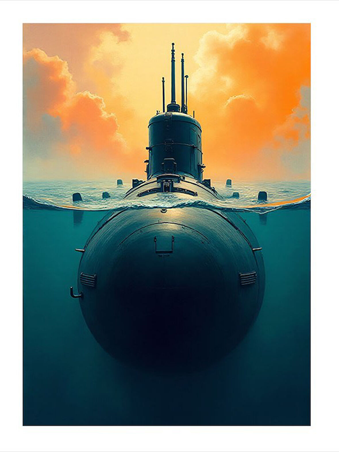 Su Altında Denizaltı Mdf poster