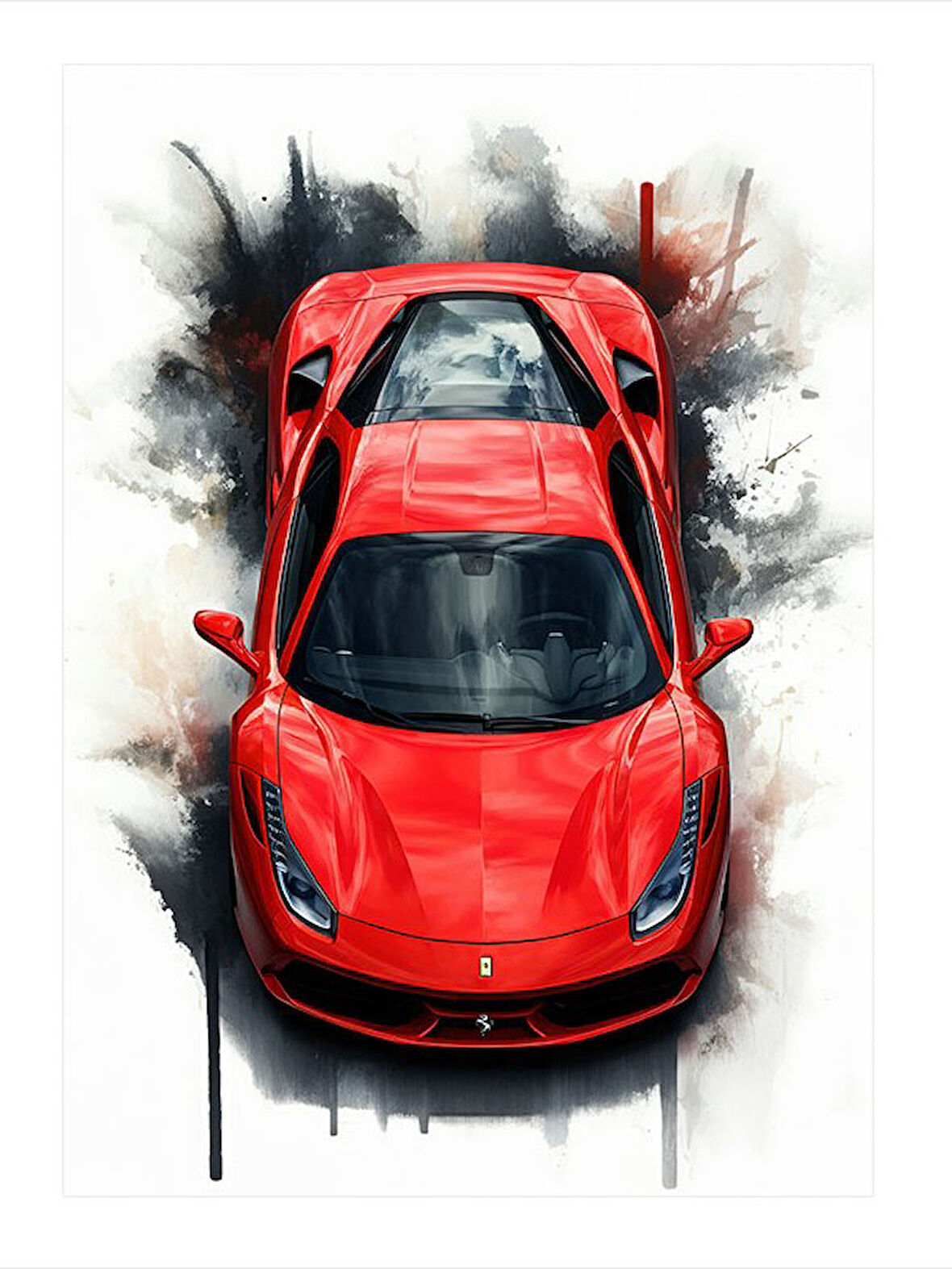 Kırmızı Spor Araba Desenli Mdf Tablo