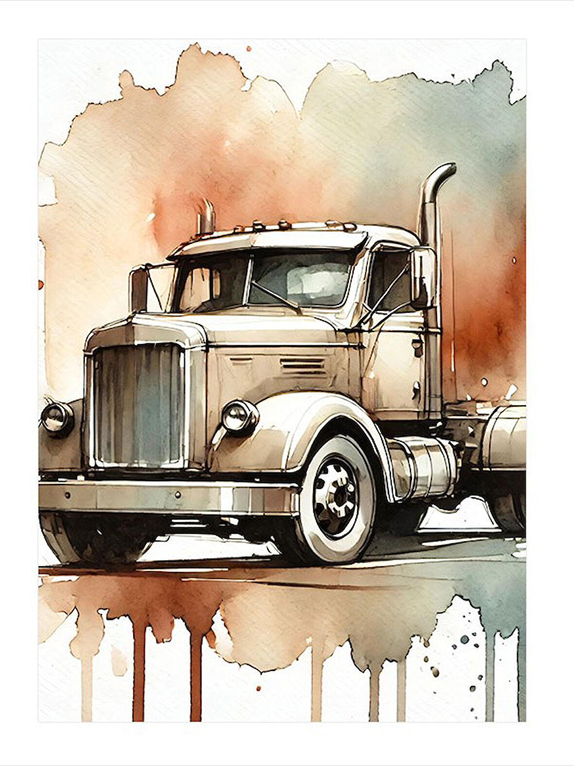 Eski Klasik Kamyon Mdf Tablo