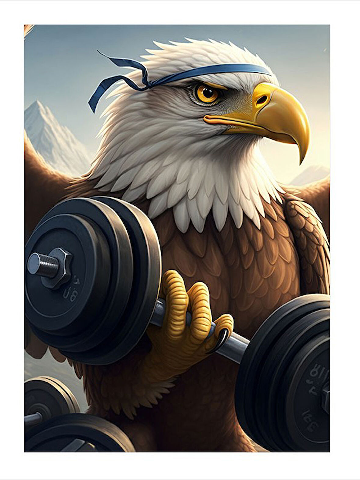 Ağırlık Kaldıran Kartal Art Mdf Poster