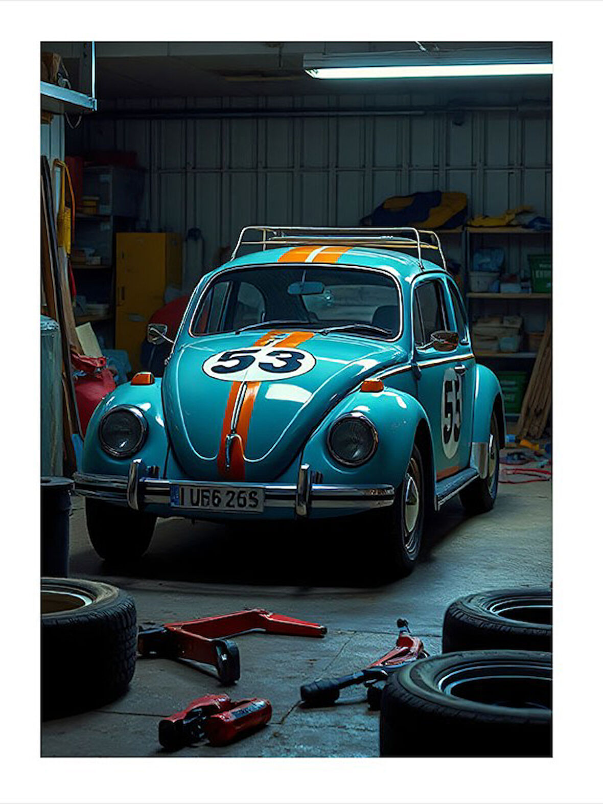 Mavi Vosvos Tamirhanede Tasarım Ahşap Tablo