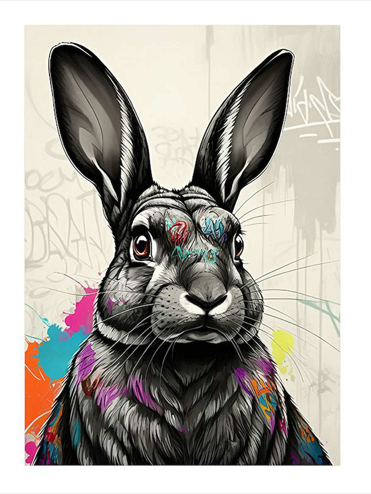 Tavşan Portresi Dekoratif ahşap Tablo